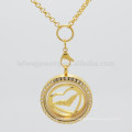 Fashion 22mm alloy 24k gold jewelry magnetic floating charms locket heart window plates wholesale